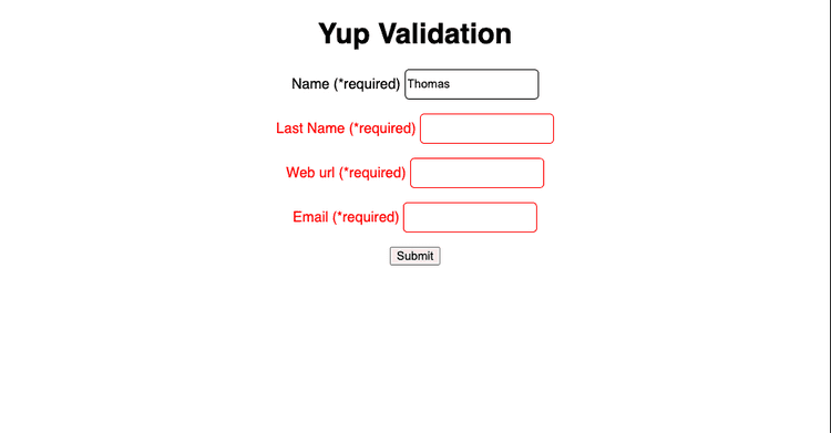 validated multiple fields with yup image